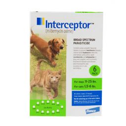 6 MONTH Interceptor For Dogs 11-25 lbs and Cats 1.5-6 lbs